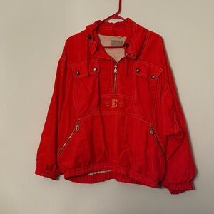 🔥 Bogner Vintage Red Pullover Jacket | Half Zip Anorak | Embroidered Logo Unisex